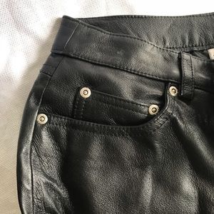 Black leather jeans.